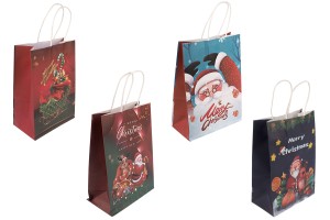 Sac cadeau de Noël en papier 185x95x255 mm avec poignée - 12 pièces-1