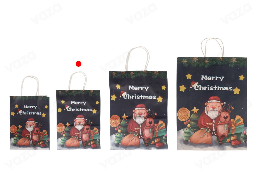 Sac cadeau de Noël en papier 185x95x255 mm avec poignée - 12 pièces-photo_groupe