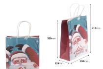 Weihnachts-Geschenktüten aus Papier 255x125x330 mm mit Henkel - 12 Stück