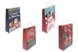 Sac cadeau de Noël en papier 315x115x420 mm avec poignée - 12 pièces-1