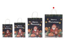 Sac cadeau de Noël en papier 315x115x420 mm avec poignée - 12 pièces