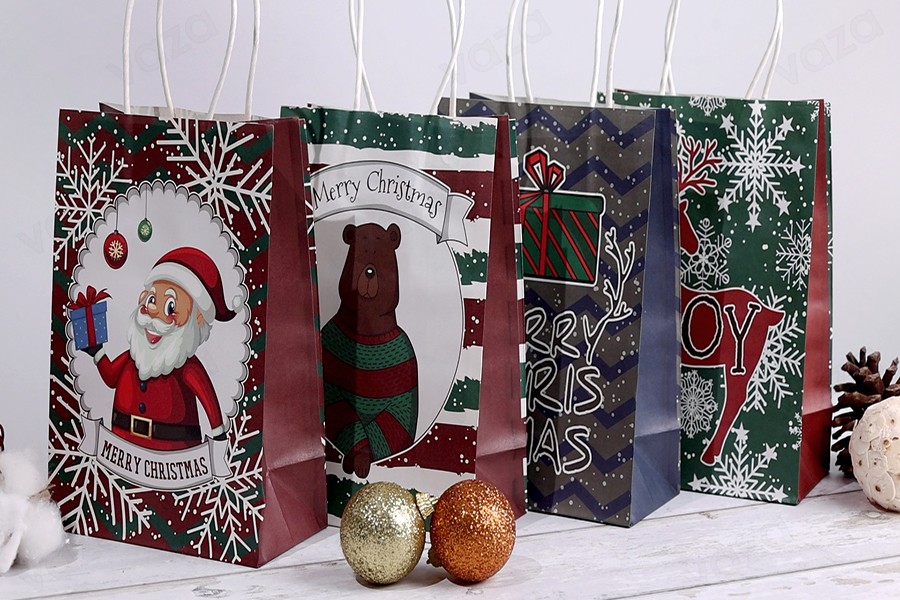Sac cadeau de Noël 315x115x420 mm avec poignée - 12 pièces Sac cadeau de Noël 315x115x420 mm avec poignée - 12 pièces-photo_groupe