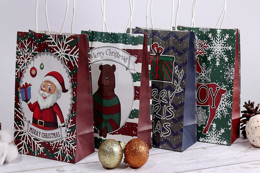 Sac cadeau de Noël 150x80x210 avec poignée - 12 pièces
