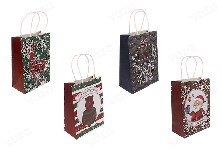 Sac cadeau de Noël 150x80x210 mm avec poignée - 12 pièces Sac cadeau de Noël 150x80x210 mm avec poignée - 12 pièces-photo_produit