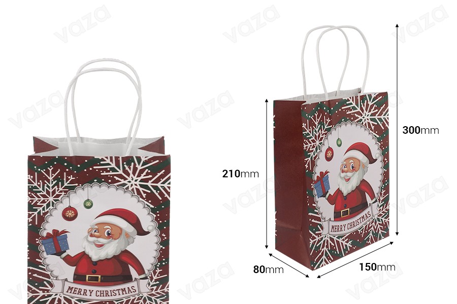 Τσάντα δώρου χριστουγεννιάτικη 150x80x210 mm με χερούλι - 12 τμχ-εικόνα_διαστάσεις