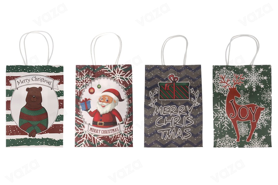 Sac cadeau de Noël 150x80x210 mm avec poignée - 12 pièces Sac cadeau de Noël 150x80x210 mm avec poignée - 12 pièces-photo_groupe