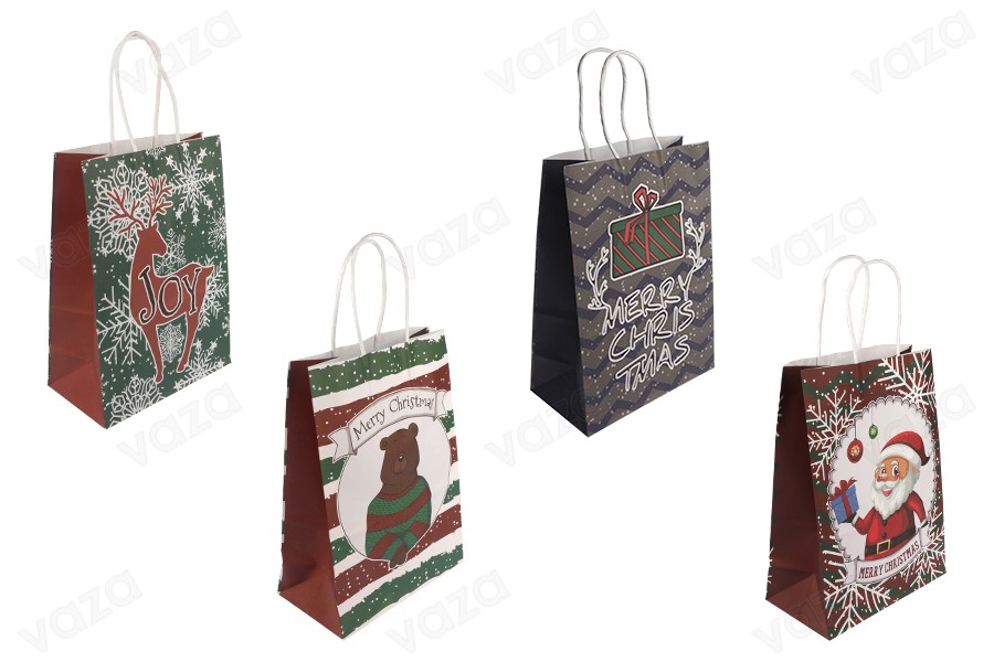 Çantë dhuratash për Krishtlindje 185x95x255 mm me dorezë - 12 copë-imazh_produkt