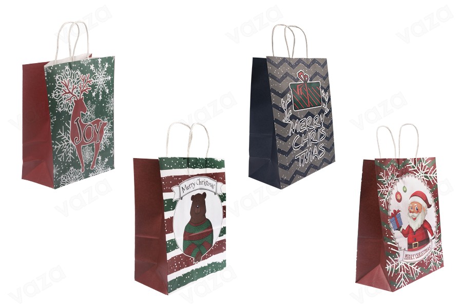 Sac cadeau de Noël 255x125x330 mm avec poignée - 12 pièces-εικόνα_προϊοντική