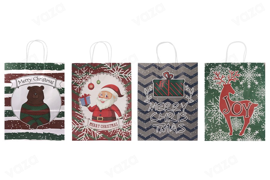 Sac cadeau de Noël 255x125x330 mm avec poignée - 12 pièces-εικόνα_σύνθεση