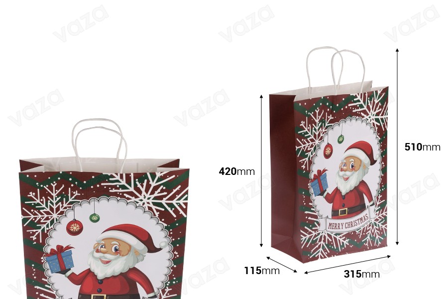 Weihnachtsgeschenktüte 315x115x420 mm mit Henkel - 12 Stk Weihnachtsgeschenktüte 315x115x420 mm mit Henkel - 12 Stk-εικόνα_διαστάσεις