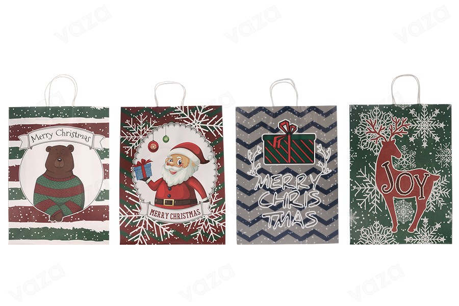 Sac cadeau de Noël 315x115x420 mm avec poignée - 12 pièces Sac cadeau de Noël 315x115x420 mm avec poignée - 12 pièces-photo_groupe