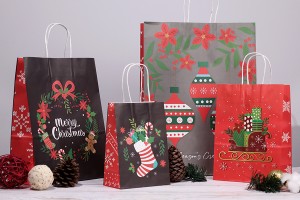 Sac cadeau en papier 315x115x420 mm avec différents motifs de Noël et anse - 12 pièces-3