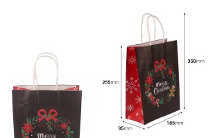 Sac cadeau en papier 185x95x255 mm avec différents motifs de Noël et anse - 12 pièces-2