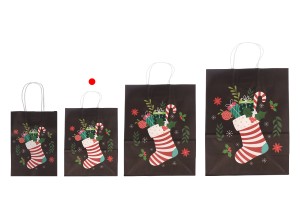 Sac cadeau en papier 185x95x255 mm avec différents motifs de Noël et anse - 12 pièces-6