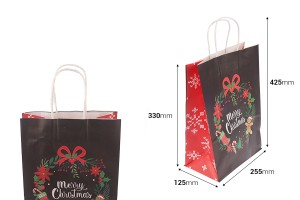 Sac cadeau en papier 255x125x330 mm avec différents motifs de Noël et anse - 12 pièces-2