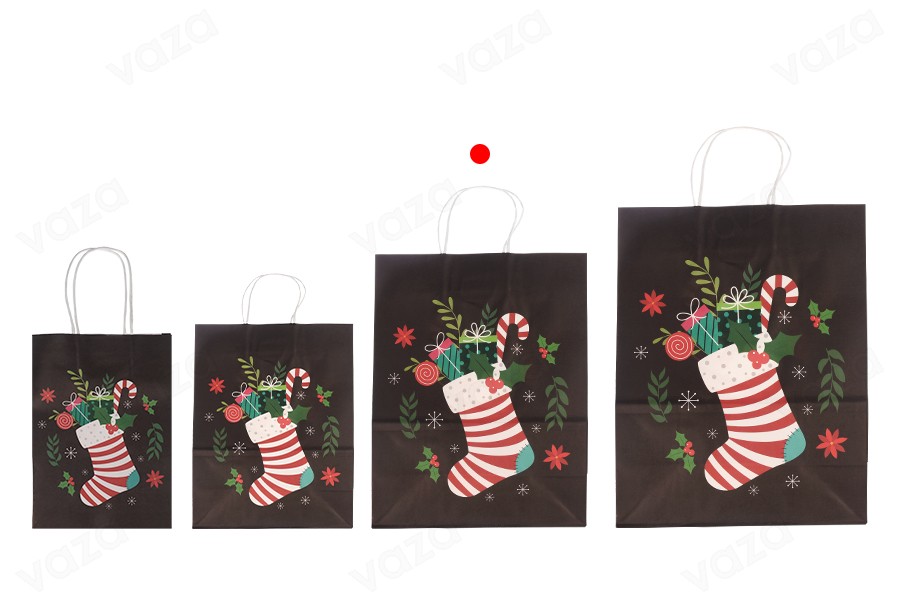 Sac cadeau en papier 255x125x330 mm avec différents motifs de Noël et anse - 12 pièces Sac cadeau en papier 255x125x330 mm avec différents motifs de Noël et anse - 12 pièces-photo_groupe