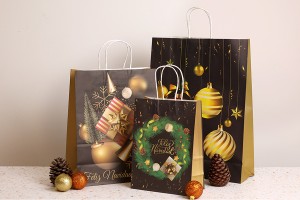 Weihnachtsgeschenktüten aus Papier 255x125x330 mm mit Henkel - 12 Stück-3