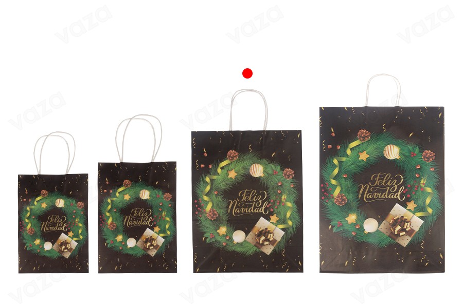 Sac cadeau de Noël en papier 255x125x330 mm avec poignée - 12 pièces Sac cadeau de Noël en papier 255x125x330 mm avec poignée - 12 pièces-εικόνα_σύνθεση