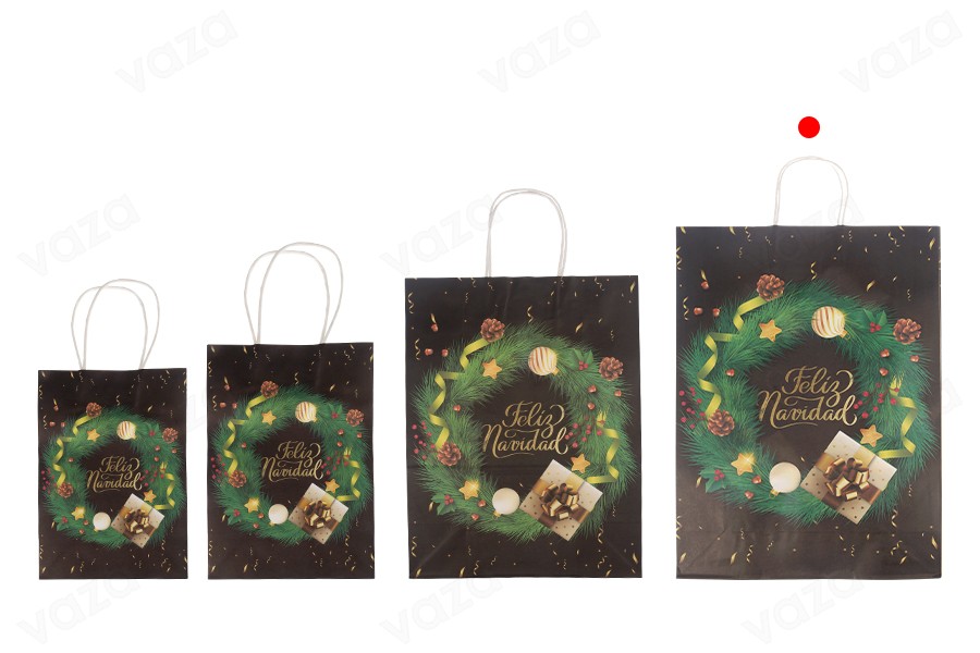 Sac cadeau de Noël en papier 315x115x420 mm avec poignée - 12 pièces-εικόνα_σύνθεση