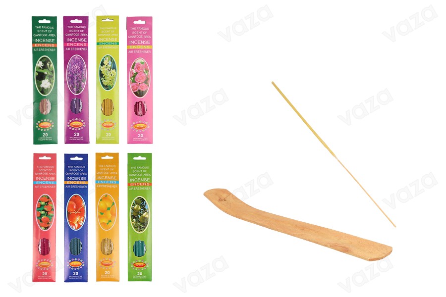 Set di bastoncini di bambù in 4 aromi naturali di piante o frutti e base in legno Set di bastoncini di bambù in 4 aromi naturali di piante o frutti e base in legno-immagine_prodotto