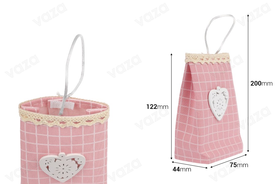 Handgemachte Beutel mit Henkel 75x44x122mm - 12 Stücke Handgemachte Beutel mit Henkel 75x44x122mm - 12 Stücke-bildabmessungen