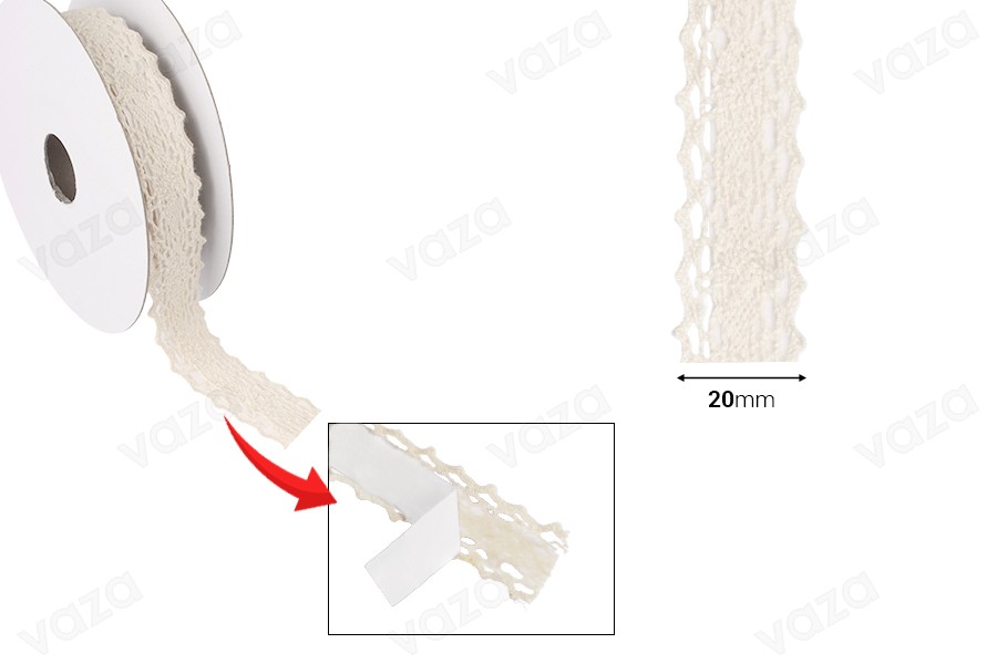 Dantellë në ngjyrë bezhë gjerësi 20 mm me shirit me ngjitje - 4.6 m copa Dantellë në ngjyrë bezhë gjerësi 20 mm me shirit me ngjitje - 4.6 m copa -imazh_dimensione