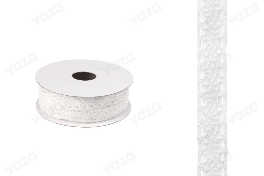 Δαντέλα σε χρώμα λευκό πλάτος 12 mm με αυτοκόλλητη ταινία - 4,6 μέτρα το τεμάχιο-εικόνα_προϊοντική