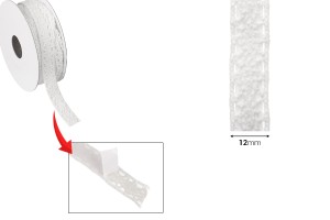 Dentelle en couleur blanche largeur 12 mm avec ruban adhésif - 4,6 mètres par pièce-photo_dimensions