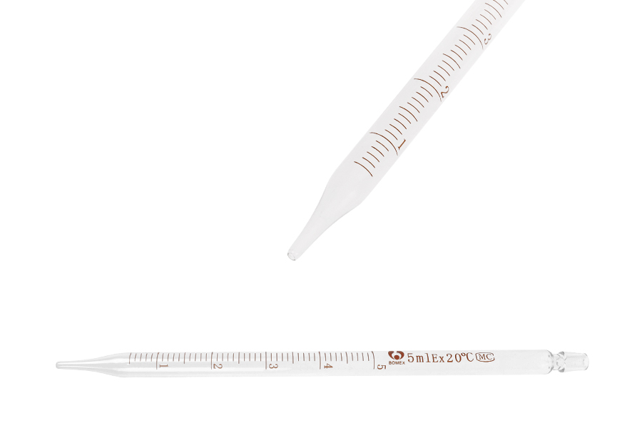 Fixed-volume release glass pipette with 5 ml graduation Fixed-volume release glass pipette with 5 ml graduation
