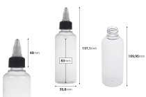 Μπουκαλάκι PET 100 ml με καπάκι unicorn - 50 τμχ Μπουκαλάκι PET 100 ml με καπάκι unicorn - 50 τμχ-εικόνα_διαστάσεις