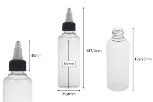 Bouteille PET de 100 ml avec bouchon unicorn - 50 pcs-εικόνα_διαστάσεις