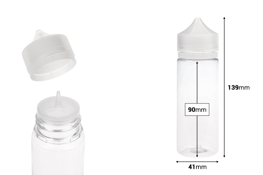 Μπουκαλάκι 120 ml τύπου Chubby Gorilla πλαστικό (PET) με καπάκι ασφαλείας για ηλεκτρονικό τσιγάρο - 50 τμχ-εικόνα_διαστάσεις