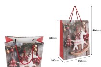 Geschenktüte aus Papier, 260 x 100 x 320 mm (210 g), im Design eines Weihnachtspferdes mit roter Kordel als Griff - 12 Stück. Geschenktüte aus Papier, 260 x 100 x 320 mm (210 g), im Design eines Weihnachtspferdes mit roter Kordel als Griff - 12 Stück.-εικόνα_διαστάσεις