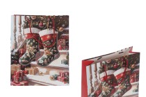 Geschenktüte aus Papier, 260 x 100 x 320 mm (210 g), im Weihnachtsstrumpf-Design mit roter Kordel als Henkel – 12 Stück-photo_produit