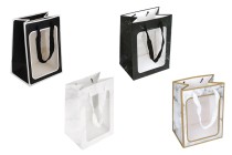 Χάρτινη τσάντα δώρου 180x130x250 mm με παράθυρο και κορδέλα για χερούλι - 12 τμχ-εικόνα_προϊοντική