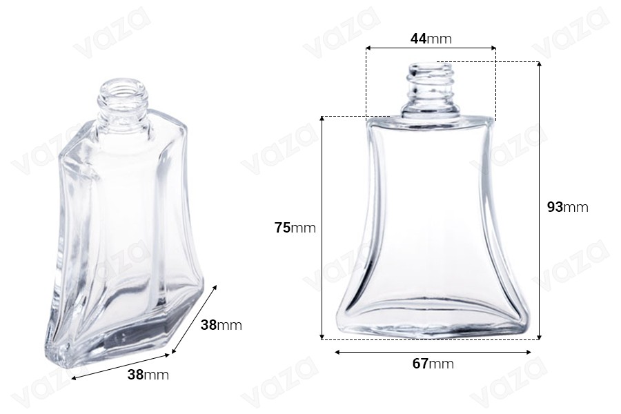 Bottiglia in vetro da 50 ml (18/415) per fragranze. Bottiglia in vetro da 50 ml (18/415) per fragranze.-dimensioni_immagine
