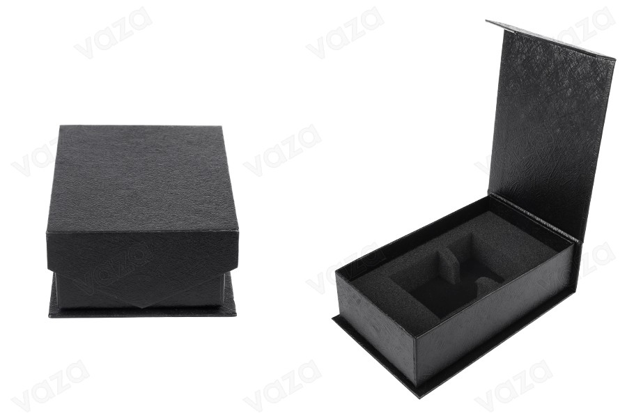 Θήκη πολυτελείας με μαγνητικό κλείσιμο σε μαύρο χρώμα 139x89x45 mm (για φιάλη 50 ml) - 10 τμχ-εικόνα_προϊοντική