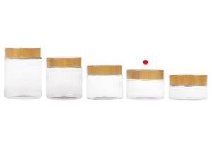 Pot PET 100 ml transparent avec bouchon motif bois et joint plastique - 12 pièces-εικόνα_σύνθεση