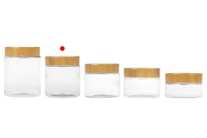 Pot PET 200 ml transparent avec couvercle motif bois et joint plastique - 12 pièces-εικόνα_σύνθεση