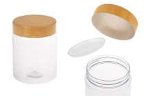 Βάζο PET 250 ml διάφανο με καπάκι σε σχέδιο ξύλου και πλαστικό παρέμβυσμα - 12 τμχ