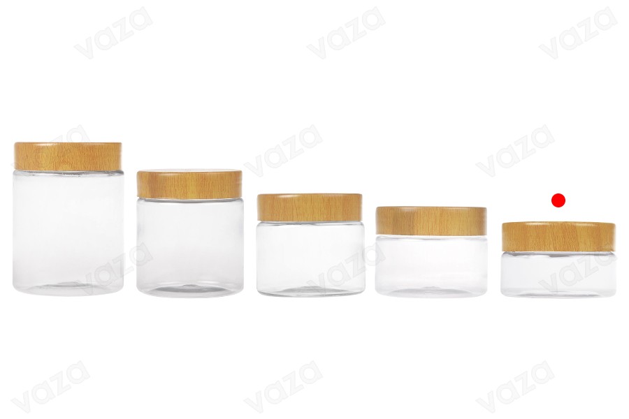 Βάζο PET 50 ml διάφανο με καπάκι σε σχέδιο ξύλου και πλαστικό παρέμβυσμα - 12 τμχ Βάζο PET 50 ml διάφανο με καπάκι σε σχέδιο ξύλου και πλαστικό παρέμβυσμα - 12 τμχ-εικόνα_σύνθεση