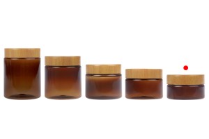 Pot PET 50 ml ambré avec couvercle motif bois et joint plastique - 12 pièces-εικόνα_σύνθεση