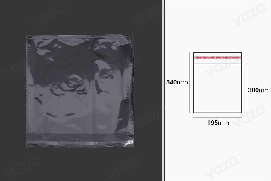 Beutel mit Klebeverschluss 195x340mm - 1000 Stücke-εικόνα_διαστάσεις