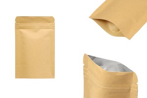Sachets en papier kraft de type Doypack, avec fermeture zip, revêtement intérieur en aluminium et possibilité de fermeture par thermoscellage 90 x 30 x 140 mm - 50 pcs-εικόνα_προϊοντική