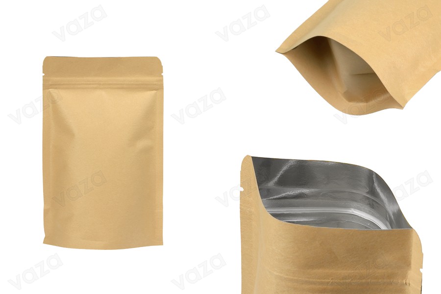 Σακουλάκια κραφτ τύπου Doy Pack, με κλείσιμο "zip", εσωτερική επένδυση αλουμινίου και δυνατότητα σφράγισης με θερμοκόλληση 130x40x210 mm - 50 τμχ Σακουλάκια κραφτ τύπου Doy Pack, με κλείσιμο "zip", εσωτερική επένδυση αλουμινίου και δυνατότητα σφράγισης με θερμοκόλληση 130x40x210 mm - 50 τμχ-εικόνα_προϊοντική