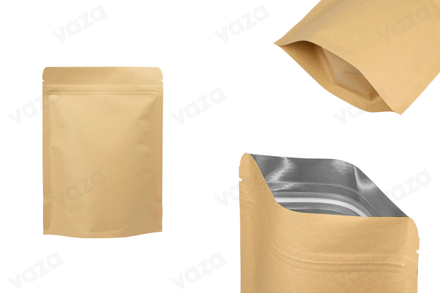 Σακουλάκια κραφτ τύπου Doy Pack, με κλείσιμο "zip", εσωτερική επένδυση αλουμινίου και δυνατότητα σφράγισης με θερμοκόλληση 150x40x210 mm - 50 τμχ Σακουλάκια κραφτ τύπου Doy Pack, με κλείσιμο "zip", εσωτερική επένδυση αλουμινίου και δυνατότητα σφράγισης με θερμοκόλληση 150x40x210 mm - 50 τμχ-εικόνα_προϊοντική