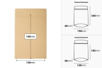 Σακουλάκια κραφτ τύπου Doy Pack 150x40x240 mm, με εσωτερική επένδυση αλουμινίου, κλείσιμο "zip" και δυνατότητα σφράγισης με θερμοκόλληση - 50 τμχ-εικόνα_διαστάσεις