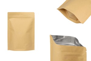 Sachets en papier kraft de type Doypack, avec fermeture zip, revêtement intérieur en aluminium et possibilité de fermeture par thermoscellage 170 x 40 x 240 mm - 50 pcs-εικόνα_προϊοντική