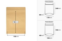 Standbodenbeutel aus Kraftpapier mit Druckverschluss, Alu- Beschichtung, verschließbar durch Schweißgerät 170x40x240mm - 50 Stücke Standbodenbeutel aus Kraftpapier mit Druckverschluss, Alu- Beschichtung, verschließbar durch Schweißgerät 170x40x240mm - 50 Stücke-εικόνα_διαστάσεις