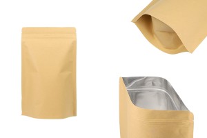 Sachets en papier kraft de type Doypack, avec fermeture zip, revêtement intérieur en aluminium et possibilité de fermeture par thermoscellage 180 x 50 x 300 mm - 50 pcs-εικόνα_προϊοντική